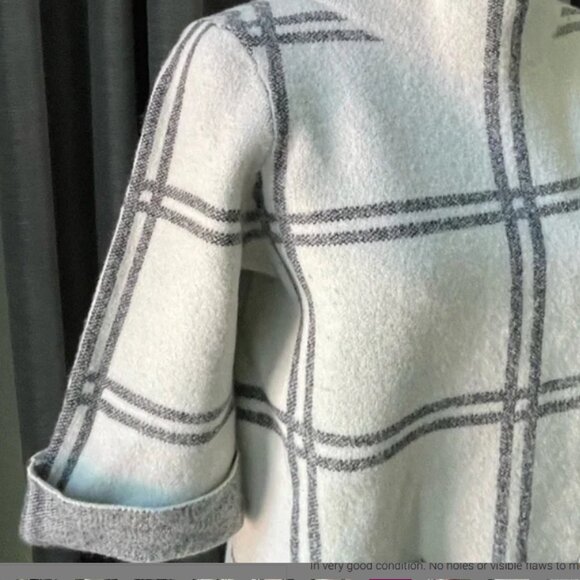 Moth Anthropologie Wool Sweater with Large Grey Plaid  Cream and Gray | M-L - Picture 11 of 15